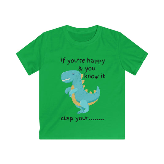 Dino If You're and you Know it (Brighter) - Kids Softstyle Tee